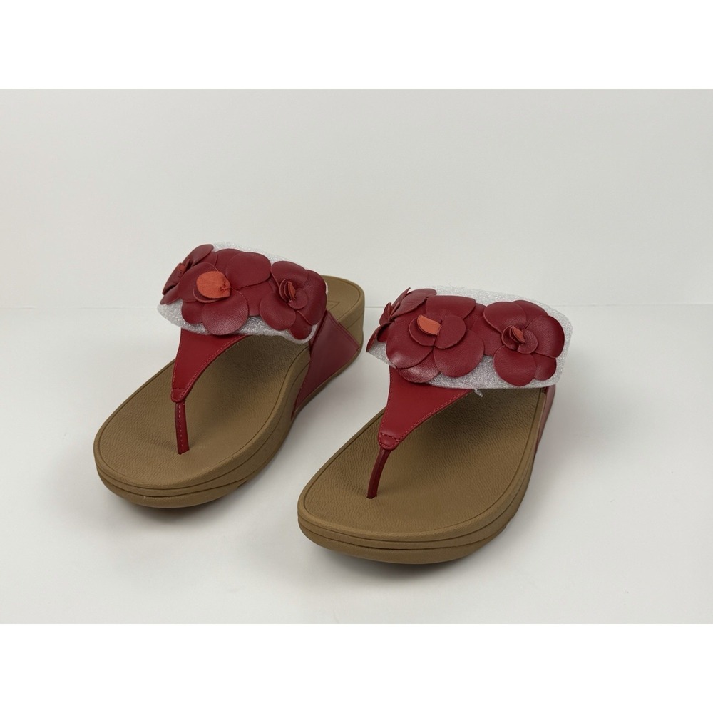 Fitflops LULU Flower Toe Post Sandals Women's Size 9 Red/Burnt Berry F0030 1225 - Picture 5 of 5
